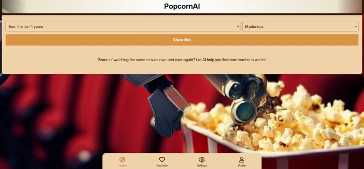 Screenshot of PopcornAI website