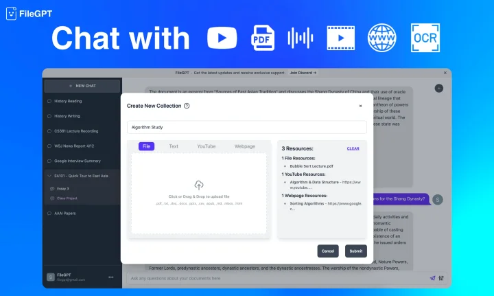 Screenshot of FileGPT website