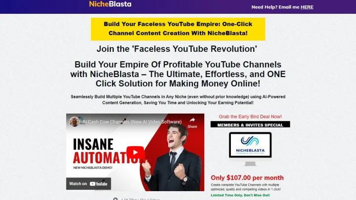 Screenshot of NicheBlasta website