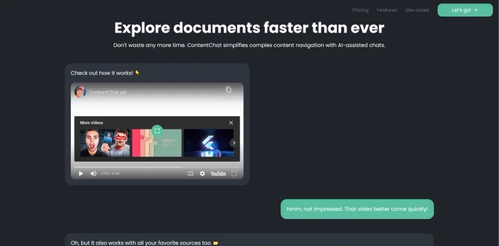 Screenshot of ContentChat website