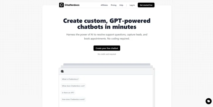 Screenshot of Chatterdocs website