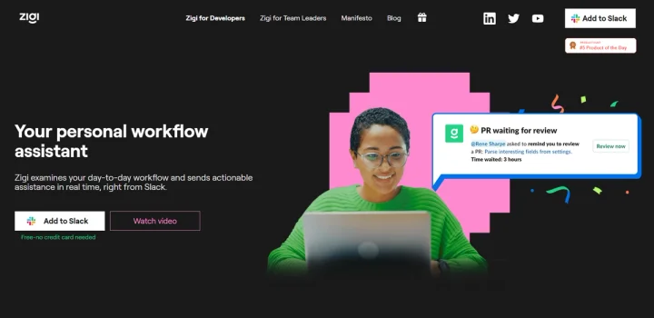 Screenshot of Zigi website
