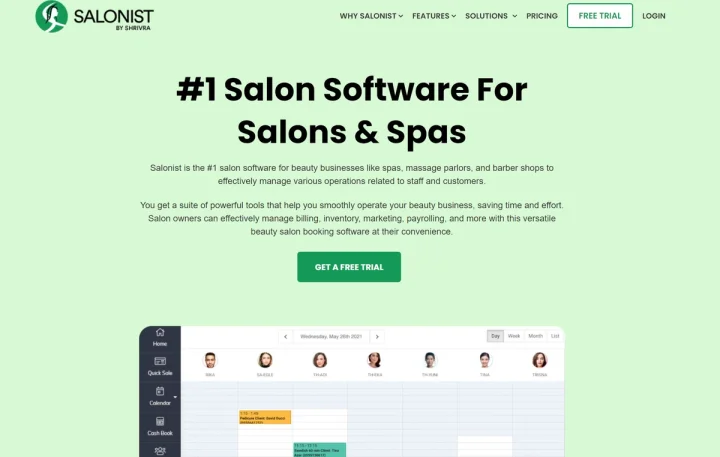 Screenshot of Salonist website