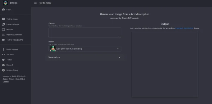 Screenshot of Dezgo website
