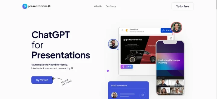 Screenshot of PresentationAI website