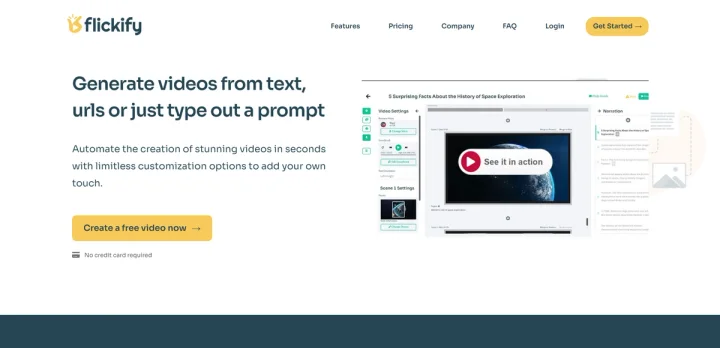 Screenshot of Flickify website