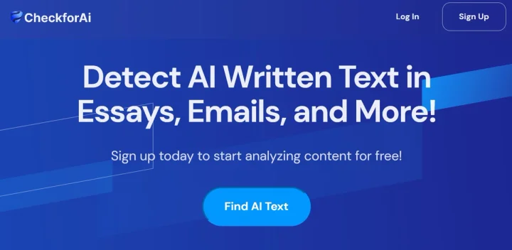 Screenshot of CheckForAI website