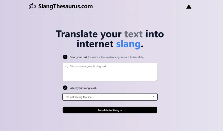 Screenshot of Slang Thesaurus website