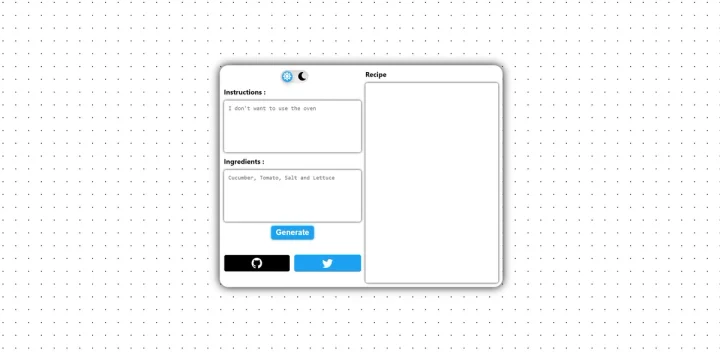 Screenshot of Random Recipe website