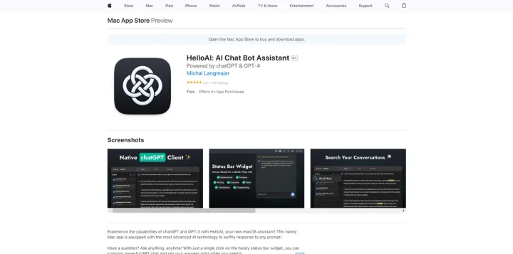 Screenshot of HelloAI website
