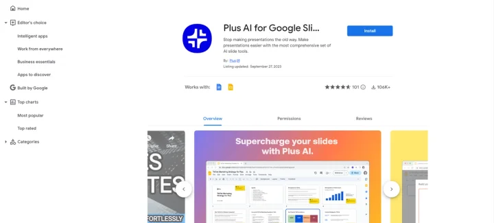 Screenshot of Plus AI website