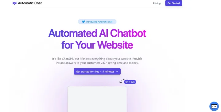 Screenshot of Automatic Chat website