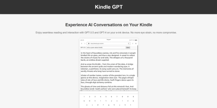 Screenshot of Kindle GPT website