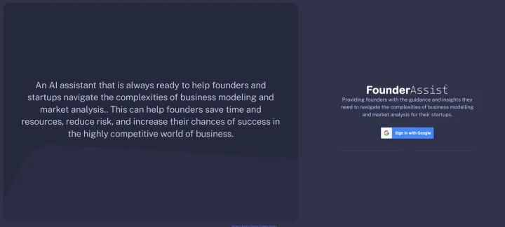 Screenshot of FounderAssist website
