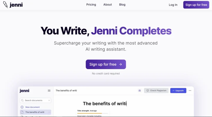 Screenshot of Jenni website