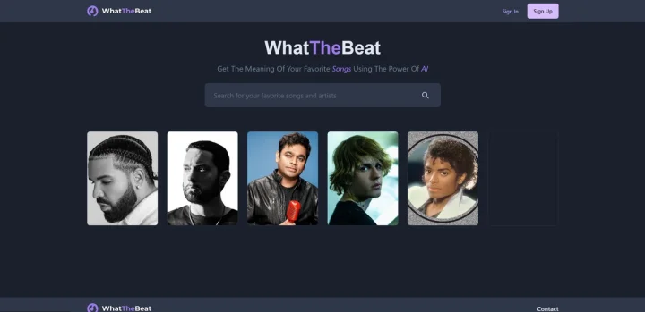 Screenshot of WhatTheBeat website