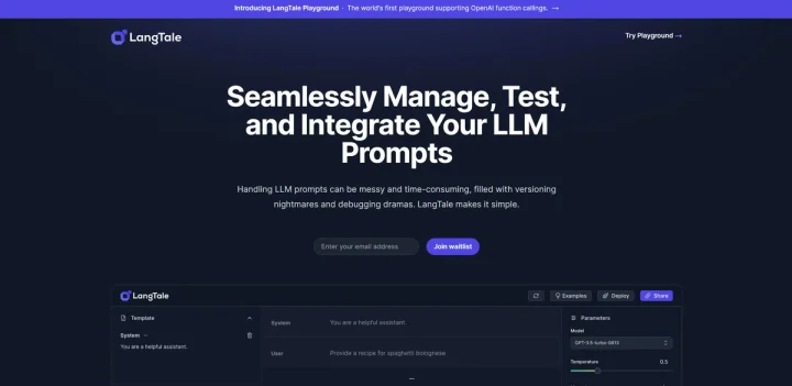 Screenshot of LangTale website