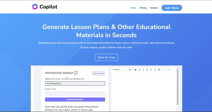 Screenshot of Education CoPilot website