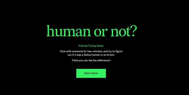 Screenshot of Human or Not website