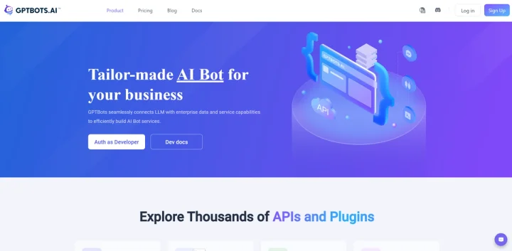 Screenshot of GPTBots website