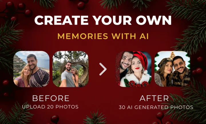 Screenshot of AI holiday cards website