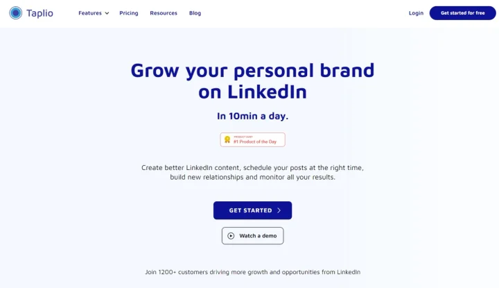 Screenshot of Taplio website