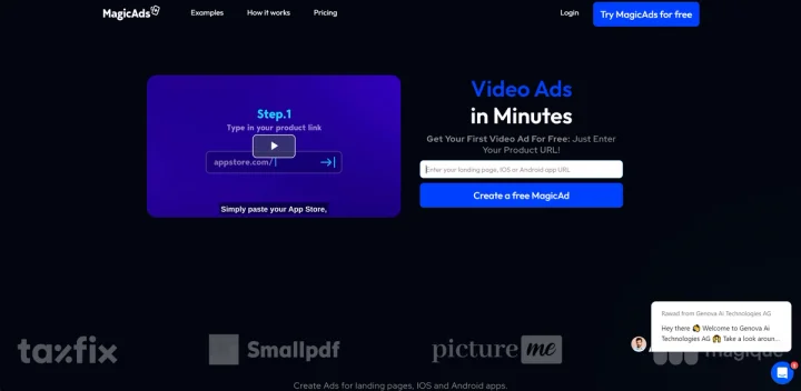 Screenshot of MagicAds website