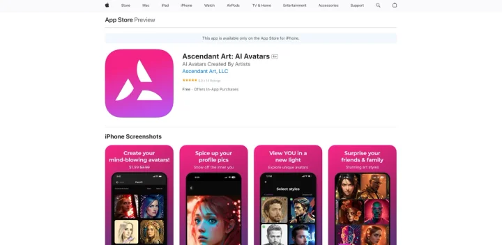 Screenshot of Ascendant Art website