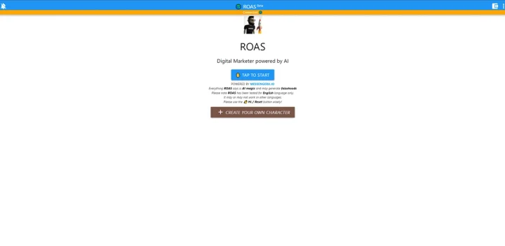 Screenshot of ROAS website