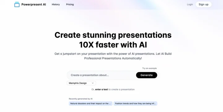 Screenshot of Powerpresent AI website