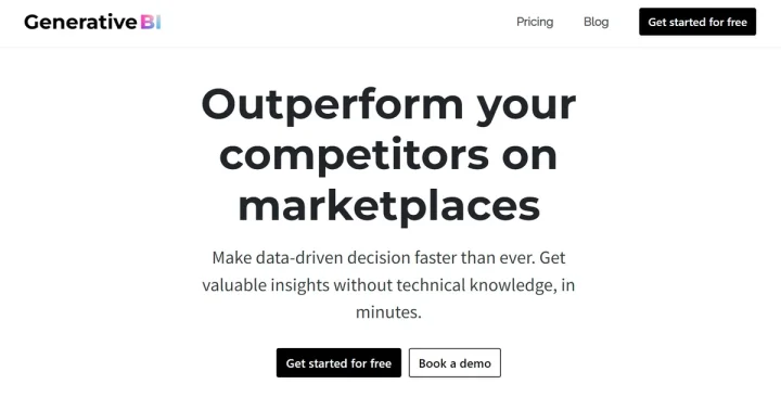Screenshot of Generative BI website