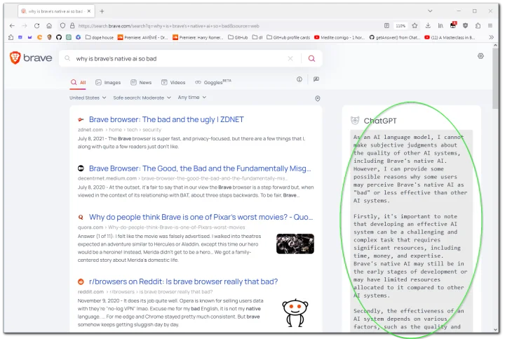 Screenshot of BraveGPT website