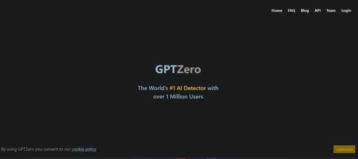 Screenshot of GPTZero website