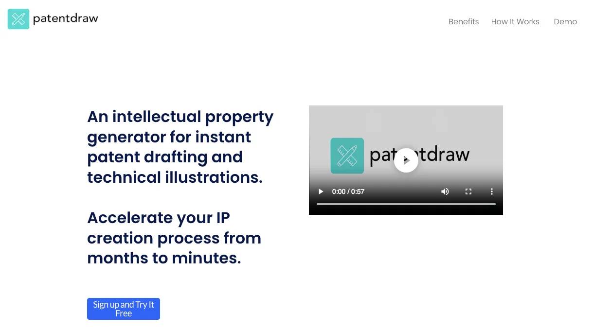 Screenshot of PatentDrawAI website
