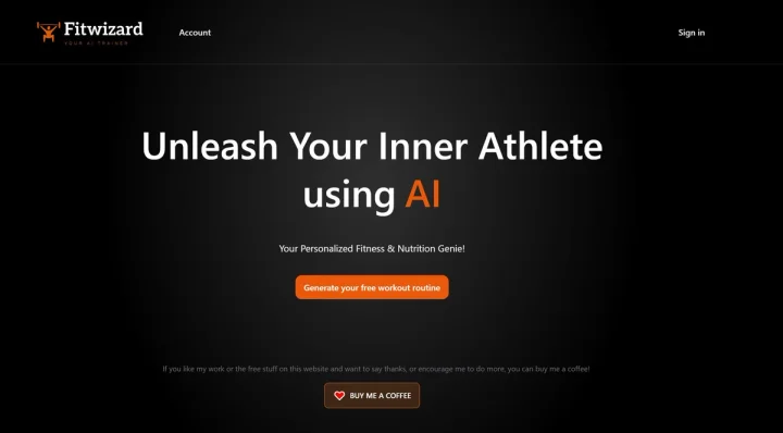 Screenshot of FitWizard website