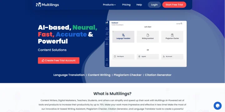 Screenshot of Multilings website