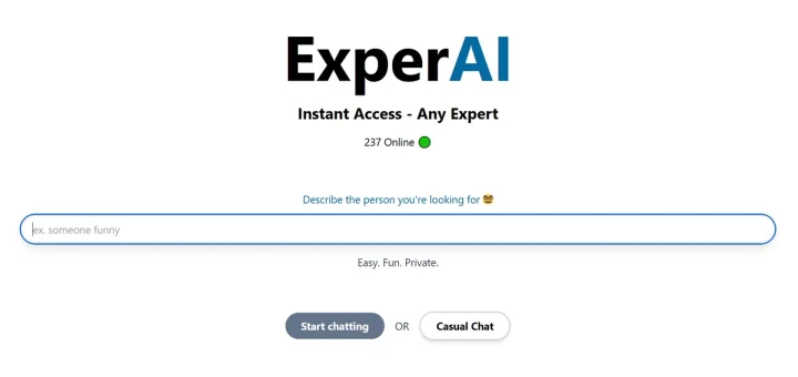 Screenshot of ExperAI website