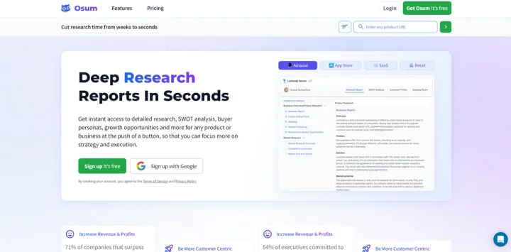 Screenshot of Osum website