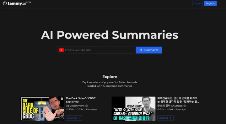 Screenshot of Tammy AI website