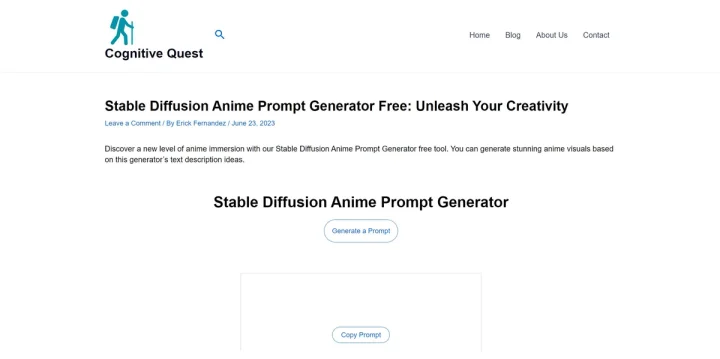 Screenshot of Stable Diffussion Anime Prompter website