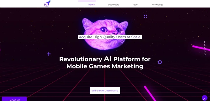 Screenshot of Gamelight website
