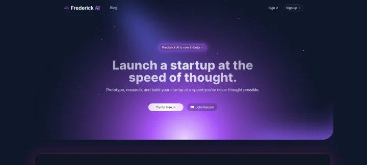 Screenshot of Frederick AI website