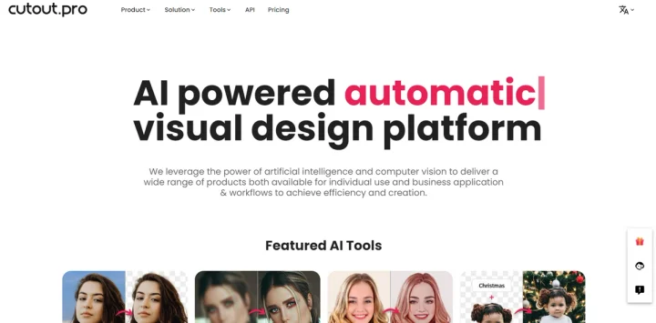 Screenshot of Cutout Pro website