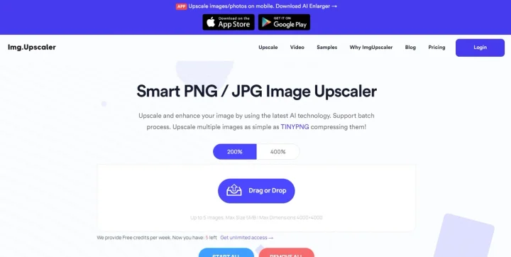 Screenshot of Img Upscaler website