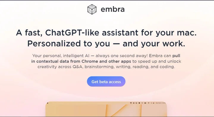 Screenshot of Embra website