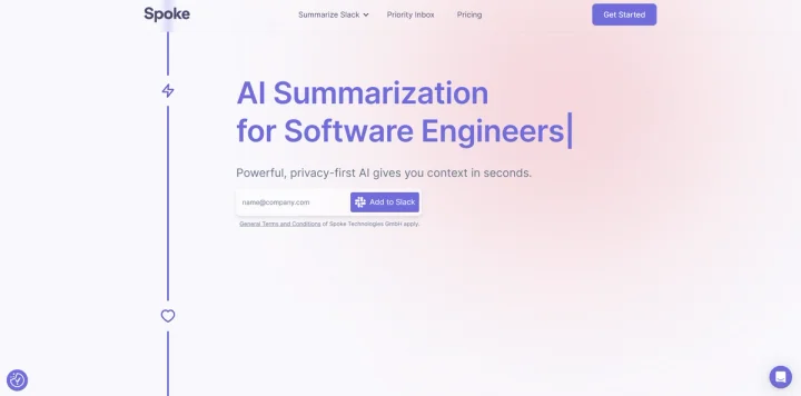 Screenshot of Spoke website
