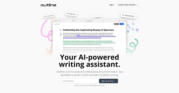 Screenshot of Outline website