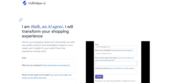 Screenshot of Hulk website