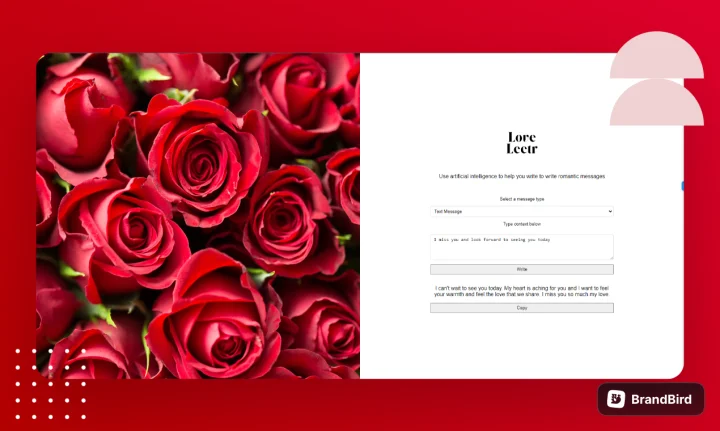 Screenshot of Love Leetr website