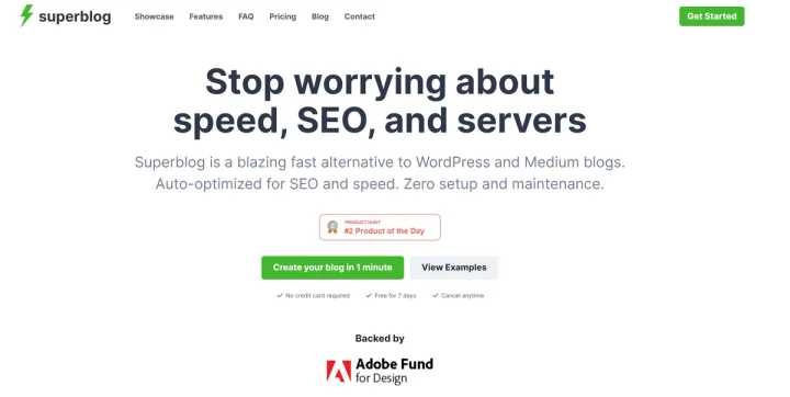 Screenshot of Superblog website